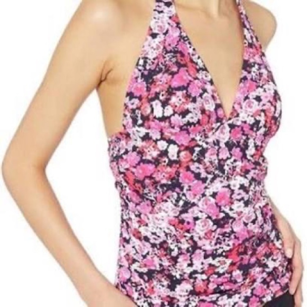 Nautica Floral Halter Tankini Swim Top